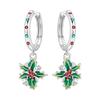 New 925 Sterling Silver Christmas Dangle Earrings Holly Snowflake Bell Design Drop Earring Jewelry Christmas Gift For Women Girl