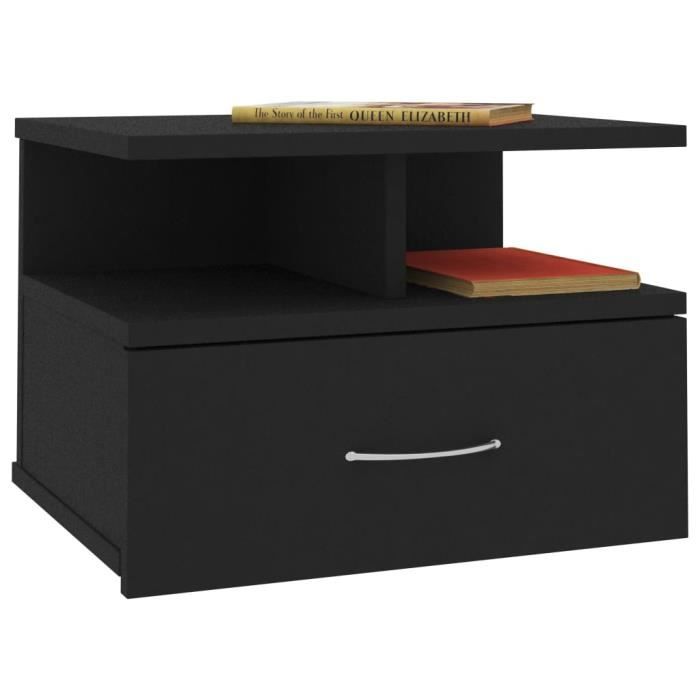 VidaXL Tables de chevet flottantes 2 pcs Noir Bois d'ingénierie 800408
