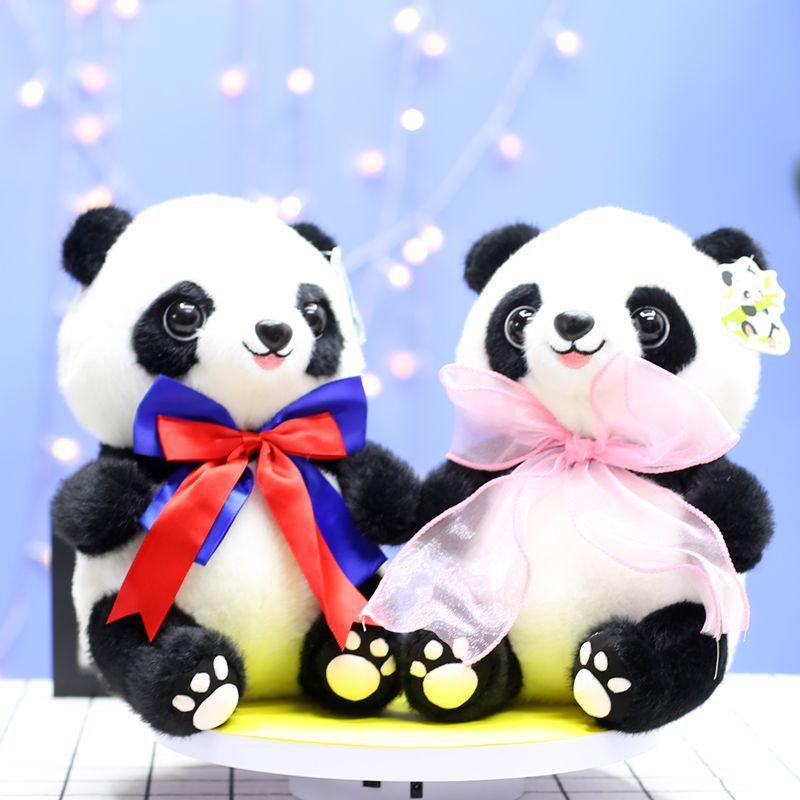 Cute Bow Tie Giant Panda Doll Plush Toy Rag Doll Gift for Children's Girlfriend Best Friend Lover