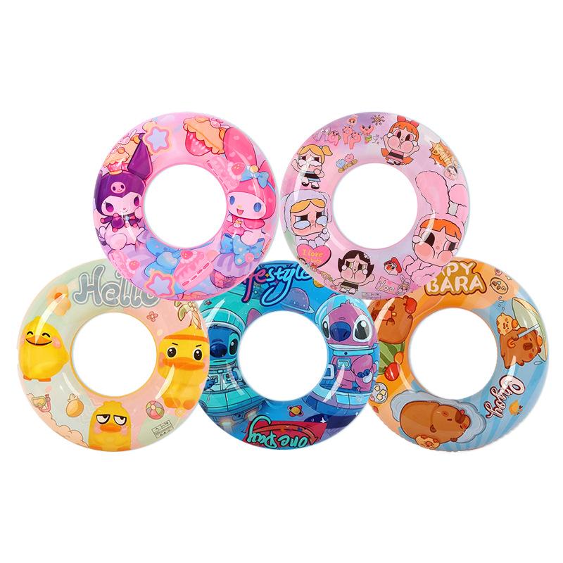 Cartoon Anti-Rollover Thickened PVC Underarm Swimming Ring for Kids - Eco-Friendly and Safe Lifebuoy
