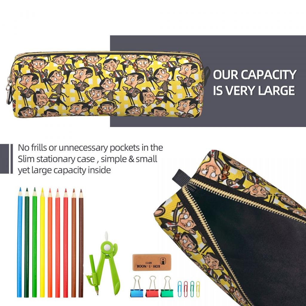 Mr. Bean Pencil Case Pen Holder Bag Student Large Storage Students School Gift Pencilcases