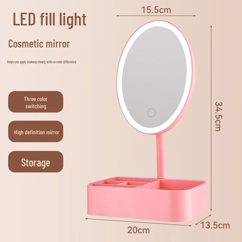 

Portable LED Vanity Mirror with Light and Storage Box