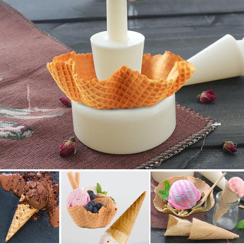 Wooden Egg Roll Ice Cream Cone Mold Spiral Croissants Cream Horn Moulds Omelet Waffle Roller Pastry Mold Kitchen Baking Tool