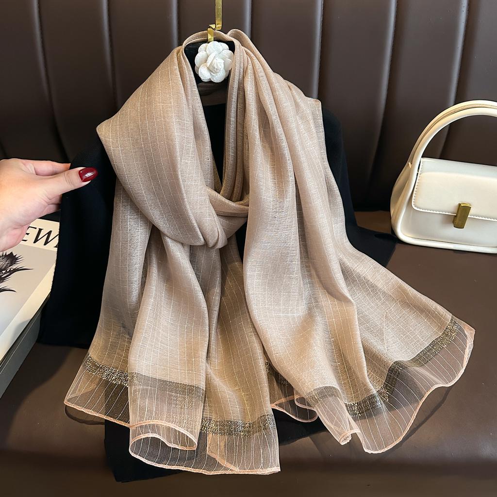 Silk Wool Banquet High-grade Gold Silver Craft Scarf Shawl Women's Long Autumn and Winter with Shiny Headscarf