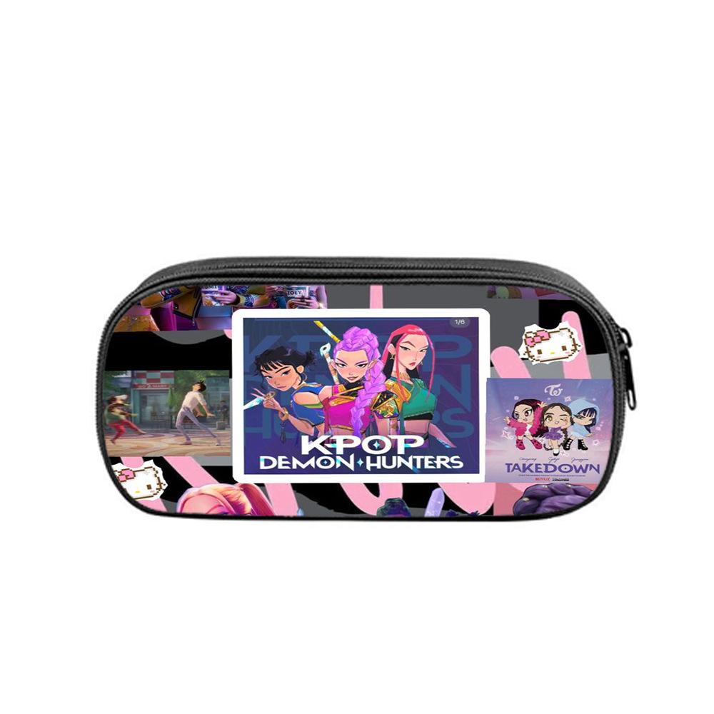 Huntrix Kpop student print pencil bag Kpop witch hunting girl group student storage stationery bag pencil bag KTY