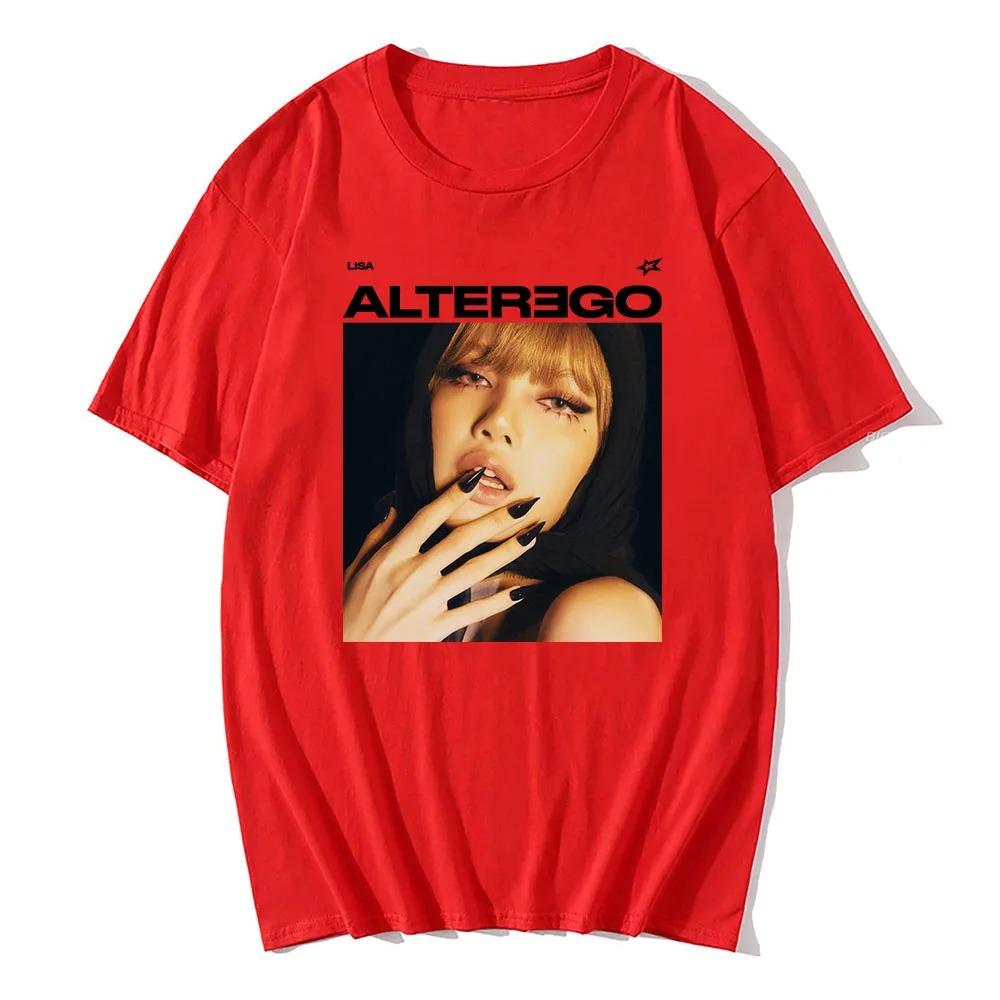 BLACKPINK Lisa "ALTER EGO" Ikonický Šátek Portrét Grafika Černé Tričko | K-Pop Fan Streetwear Merch Tričko