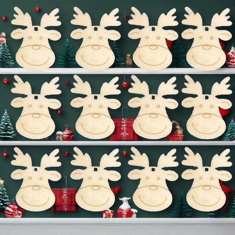 20pcs Wooden Deer Pendant Decorations, Christmas Decorations, Party Favors, DIY Crafts, Holiday Decorations