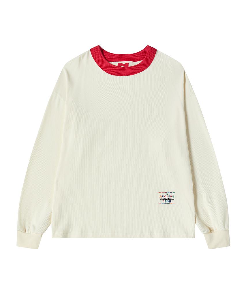 BEYOND CLOSET [Collection Line] Modern Art Stitch Long Sleeve Ivory