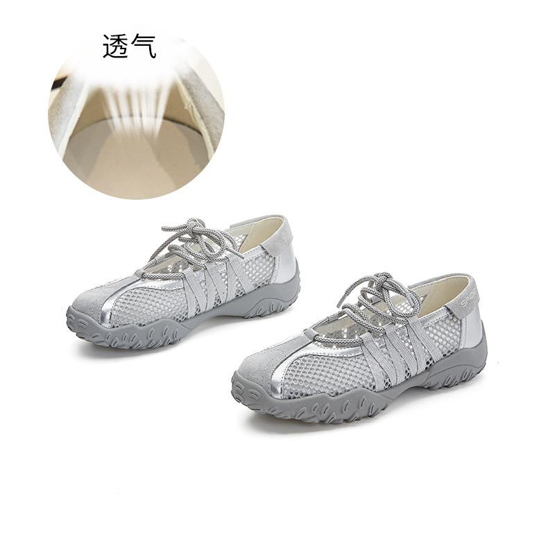 

New Mary Jane shoes women s summer mesh breathable little white shoes casual high-end women s shoes fashion single shoes women 40 серебряный