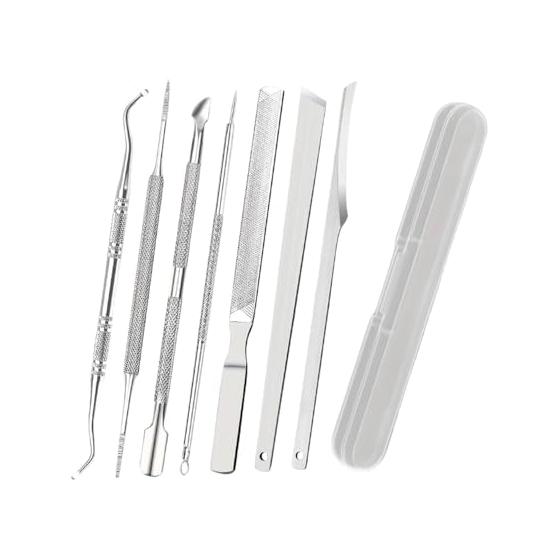 WALWAL 7 Piece Set Ingrown Nail Care Tool Stainless Steel Pedicure Kit Nail File Lifter Dead Exfoliation Remover Foot Cleaning Care Tool