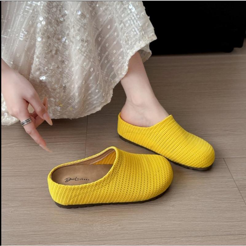 

Мода 2025 Лето Женские Удобные Повседневные Домашние Тапочки Слипоны Ажурные Без задника Повседневные Лоферы Обувь для ходьбы Вязаная обувь 37 жёлтый