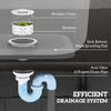 Outdoor Utility Sink, Stainless Steel Free Standing Single Bowl Kitchen Sink with Cold and Hot Water Pipe and Storage Shelf for Laundry Garage