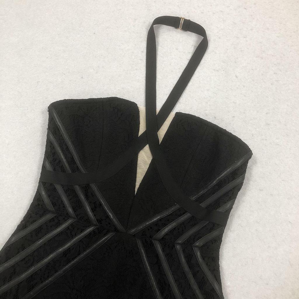 2025 Winter Women's Sexy Halter Deep V-neck Lace Backless Dress