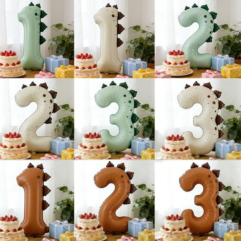 Matte Finish Dinosaur Theme Balloons Number Shape Birthday Party Balloons For 1-3 Year Olds
