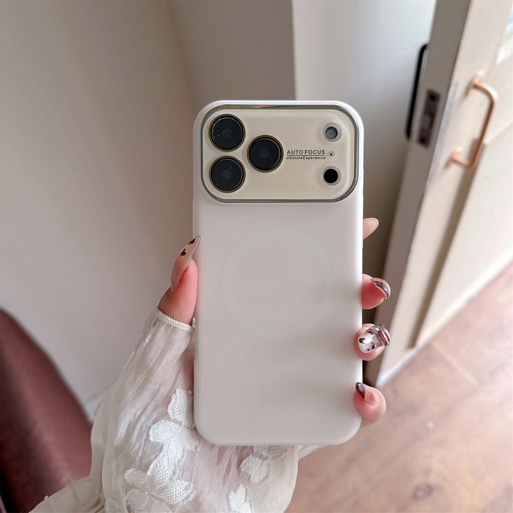 Luxury For Magsafe Jelly Large Window Silicone Case for iPhone 17 16 15 14 Pro Max Magnetic Wireless Charging Shock Matte Cover