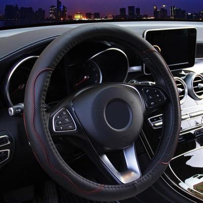 Pokrowiec na kierownicę samochodową 37-39 cm antypoślizgowy pokrowiec na kierownicę samochodową antypoślizgowy tłoczony skórzany stylizacja samochodowa akcesoria samochodowe