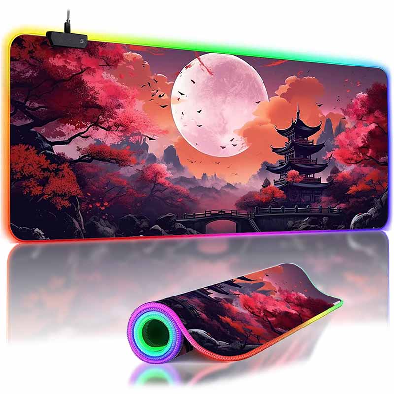 Sakura Scenery Moon Mousepad HD Printing Computer Gamers Desk Mat Locking Edge Non-slip Mouse Pad XXL Keyboard PC Desk Pads