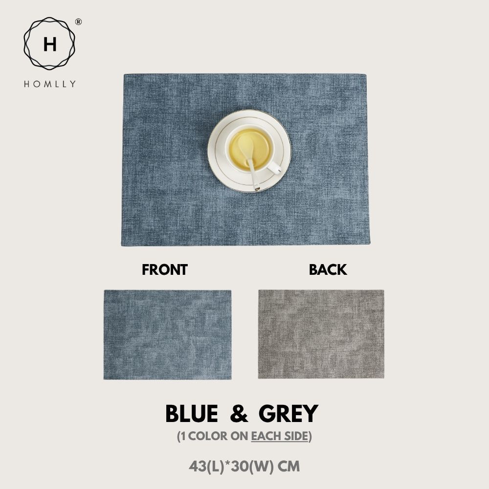 

Homlly Monii Double Color Leather Waterproof Heat Resistance Table Placemats (X4PCS) Blue & Grey X4