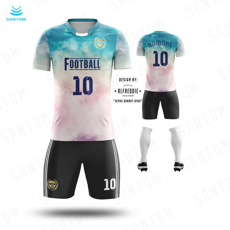Football jersey set men's and women's digital printing custom quick-drying sports breathable map custom short-sleeved jersey