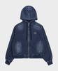 Badblood Billy Washed Denim Sweat Zip-Up Hoodie - Blue