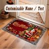Christmas Theme Soft Crystal Velvet Rug Custom Name & Text Print Non Slip Floor Rug for Bedroom Living Room