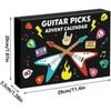 2025 Christmas Guitar Picks Advent Calendar,24-Day Countdown with 20 Celluloid & Wood Picks In Multiple Gauges, Pick Holder & Metal Tin Case, for Guit