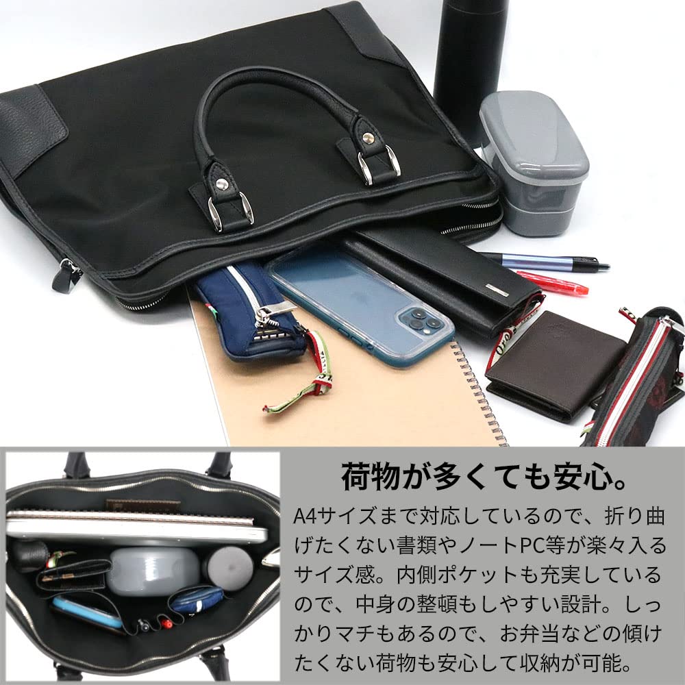 STEFANOMANO Time Briefcase in Limonta Nylon and Genuine Luxury Large Made in Italian Leather Business Perfect for Commuting and Office [Limited Offer]