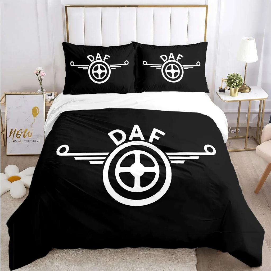 Federa Piumone con Logo Camion DAF alla Moda Set Biancheria da Letto Coperta Morbida e Federe per Ragazzi Singolo_Matrimoniale_Queen_King