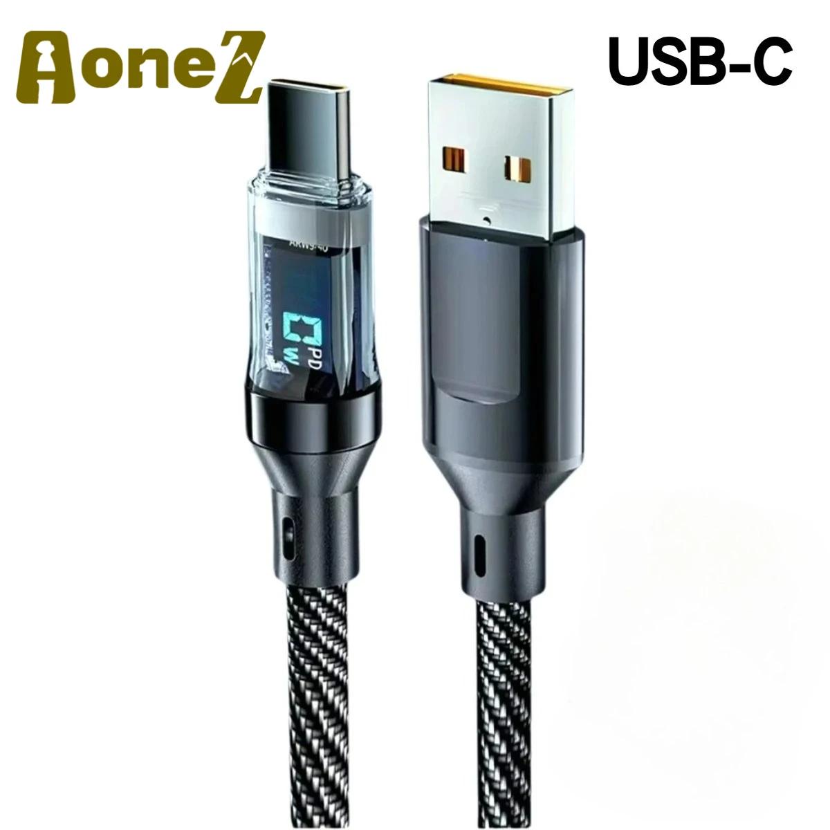 

Smart Fast Charging Cable 60W 120W LED Screen USB C to C Compatible for OPPO Find X Vivo Y Series iPhone 15 Huawei MacBook 1m