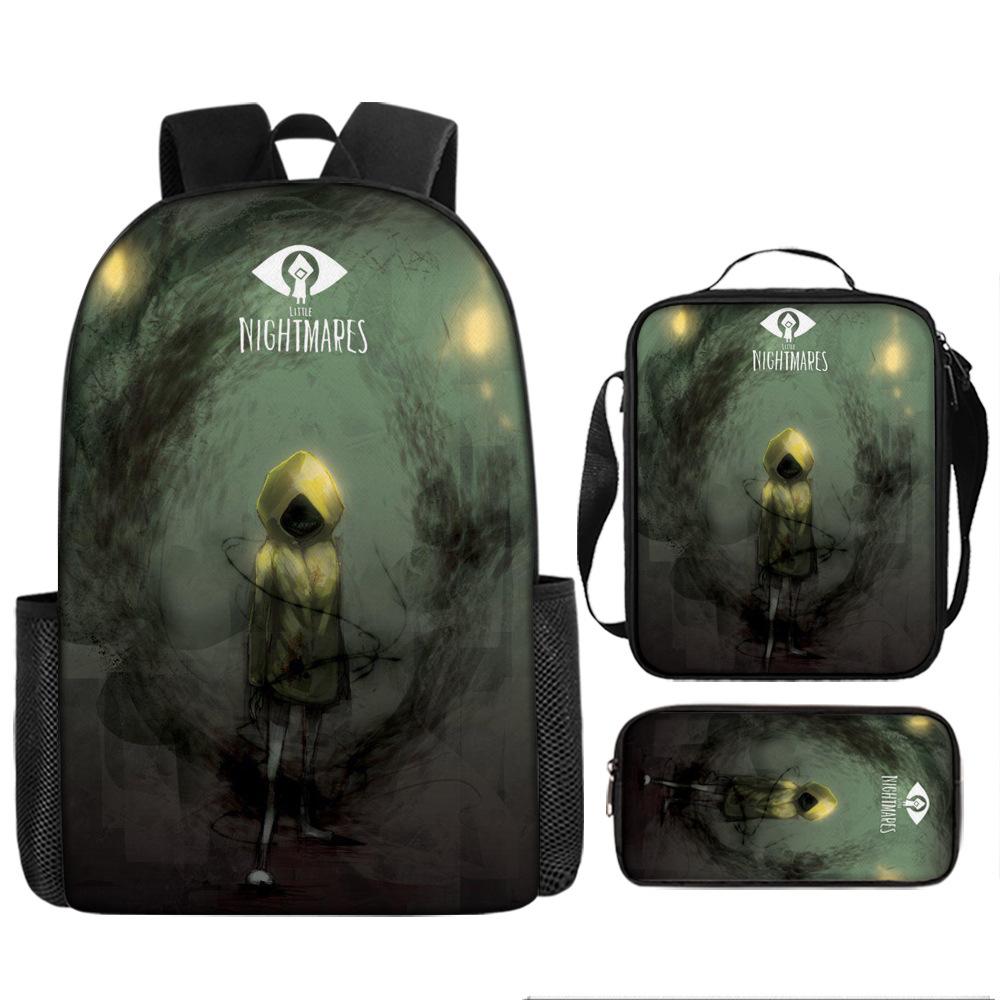 Luxury Popular Novelty Little Nightmares 3D Print 3pcs/Set pupil School Bags Laptop Daypack Backpack Lunch bag Pencil Case