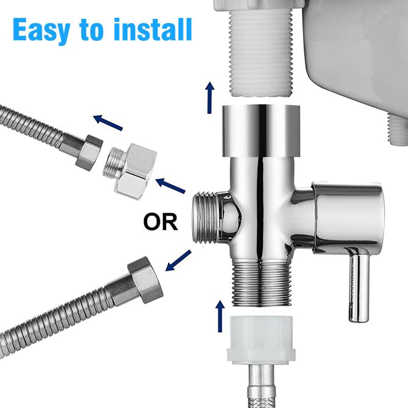 1/2" Çıkış Yönlendirici Vana Ayırıcı Ergonomik Tasarım Pirinç 3 Yollu T Adaptörü Duş Başlığı Anahtarı İçin