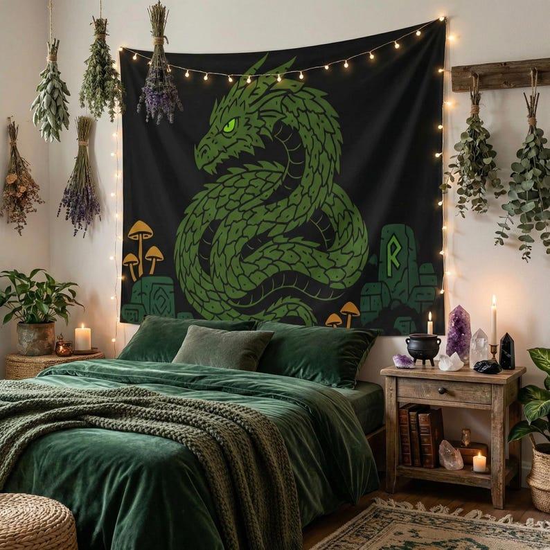 Green Dragon tapestry 75x100 чёрный