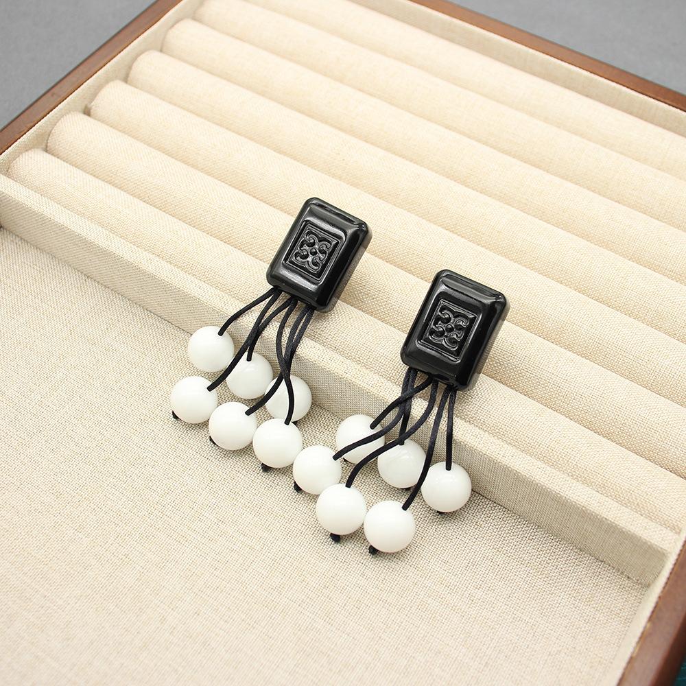 Деревянные серьги Monies с бахромой, длинные, до плеча, с глазурованным дизайном бусин, продвинутые серьги в стиле легкой роскоши для женщин