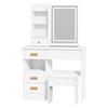 Dressing Table with Adjustable 3 Color Large Sliding Lighted Mirror Vanity Desk Set with 5 Drawers And Multi Hidden Storage Shelves Home Dorm Desk