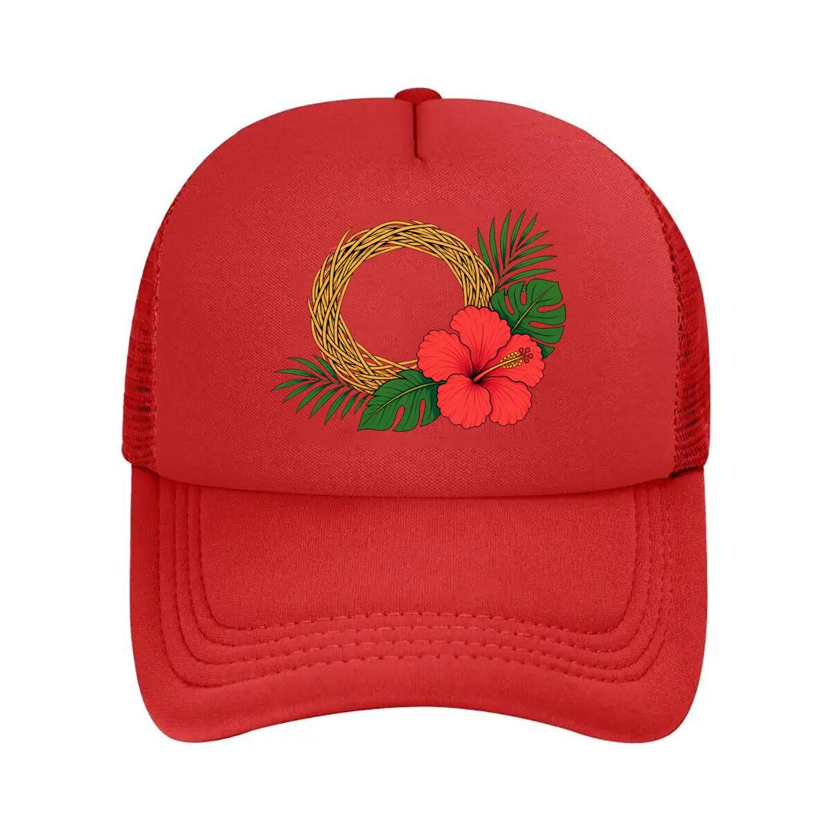 Tropical Blossom Woven Island Breeze Mesh Baseball Cap Hip Hop Adjustable