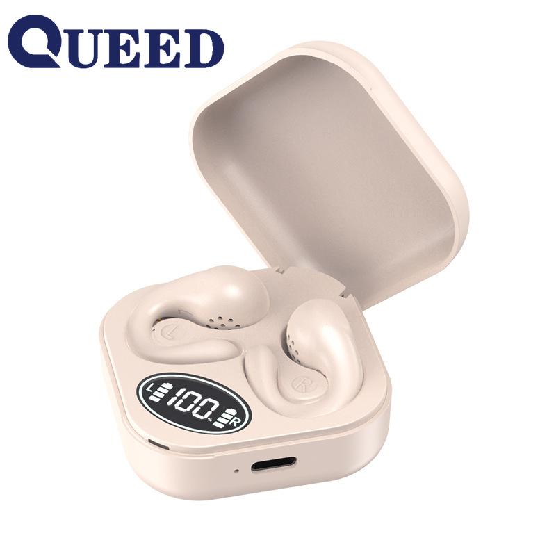 

Беспроводная Bluetooth-гарнитура, гарнитура с длительным сроком службы батареи, новая гарнитура с костной проводимостью и цифровым дисплеем бежевый