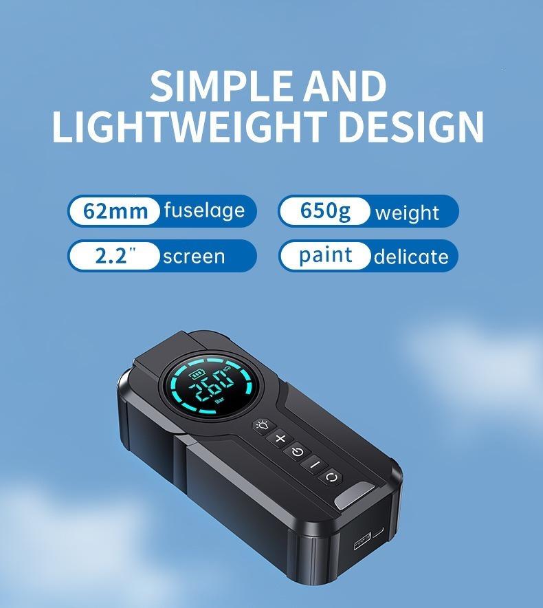 Wireless Portable Car Air Pump & Power Bank: Tire Inflator & Jump Starter Combo