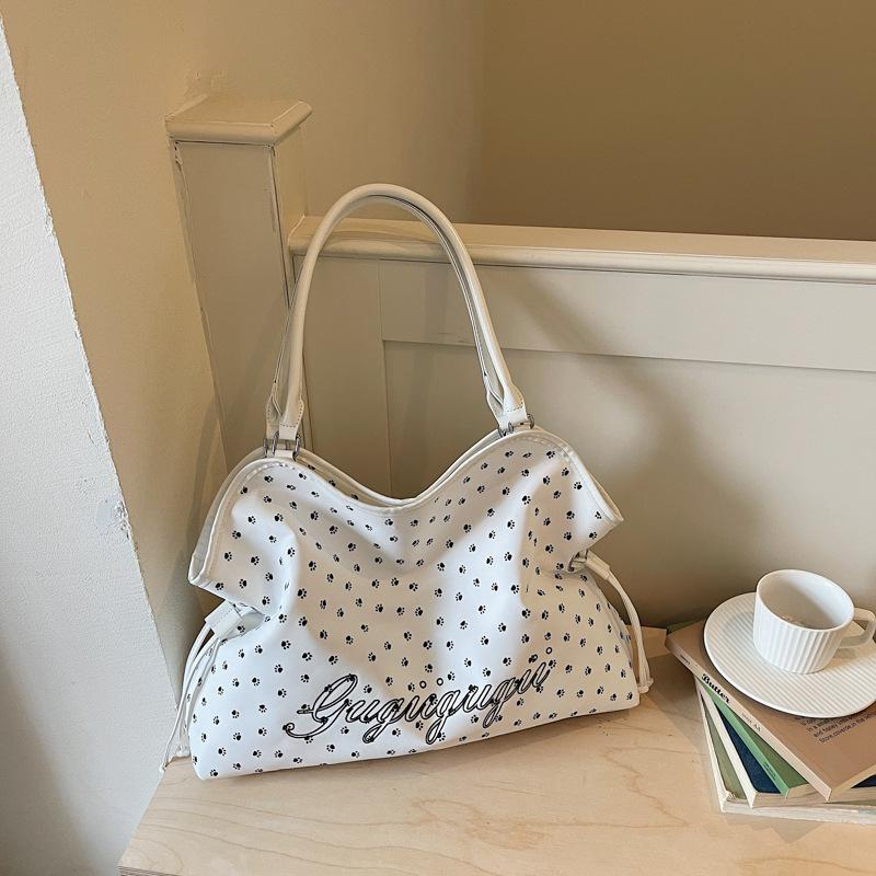 New Arrival Lazy Style Tote Bags Wrinkled Polka Dot Large Capacity Shoulder Bag Women Fashion Colorblock Commute Underarm Bag
