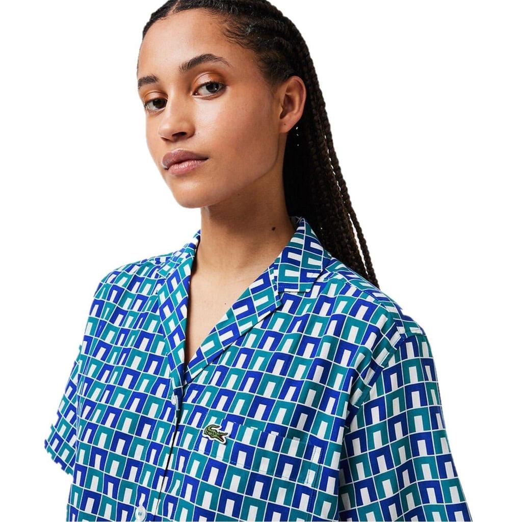 Lacoste Womens/Ladies Geometric Short-Sleeved Shirt