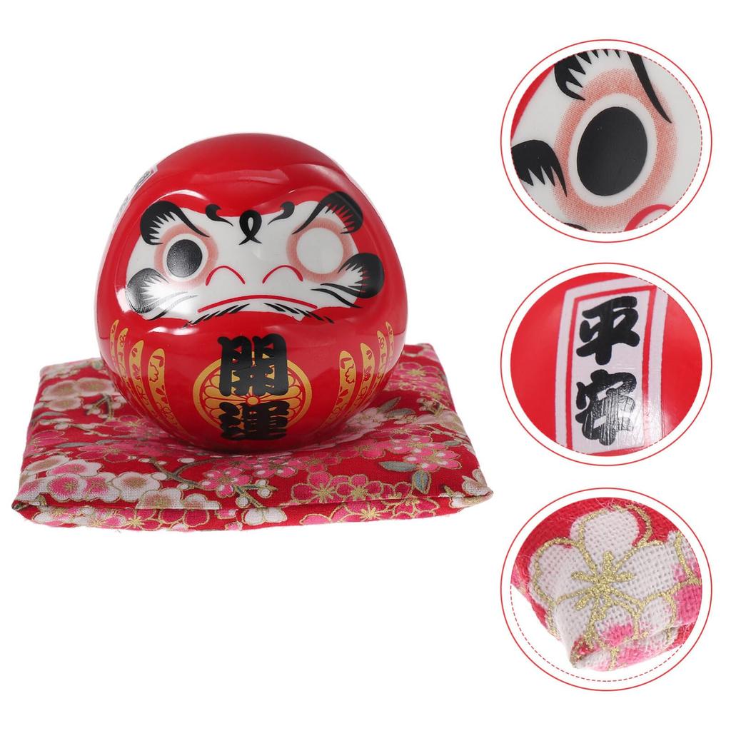 TOYMYTOY Daruma Ceramic Daruma Traditional Red Figurine, Japanese-Style Decor, Motif, Cute, Auspicious, Gift, Craft,