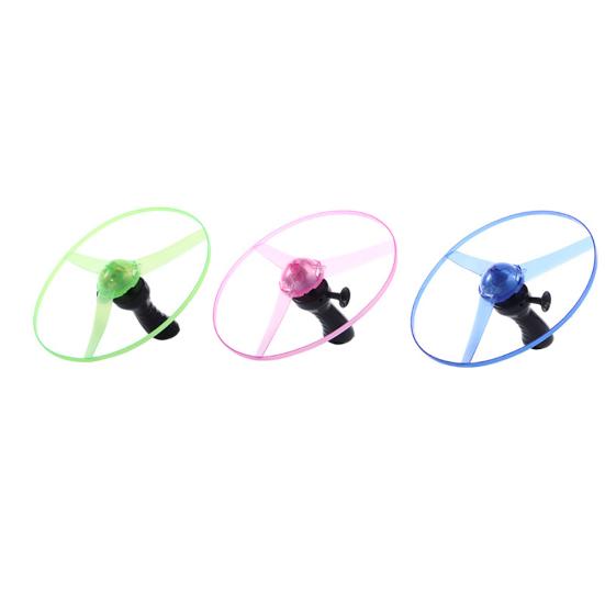 LED Light Up Spinning Flying Disc Saucer Pull String Kids Toy Party Supplies