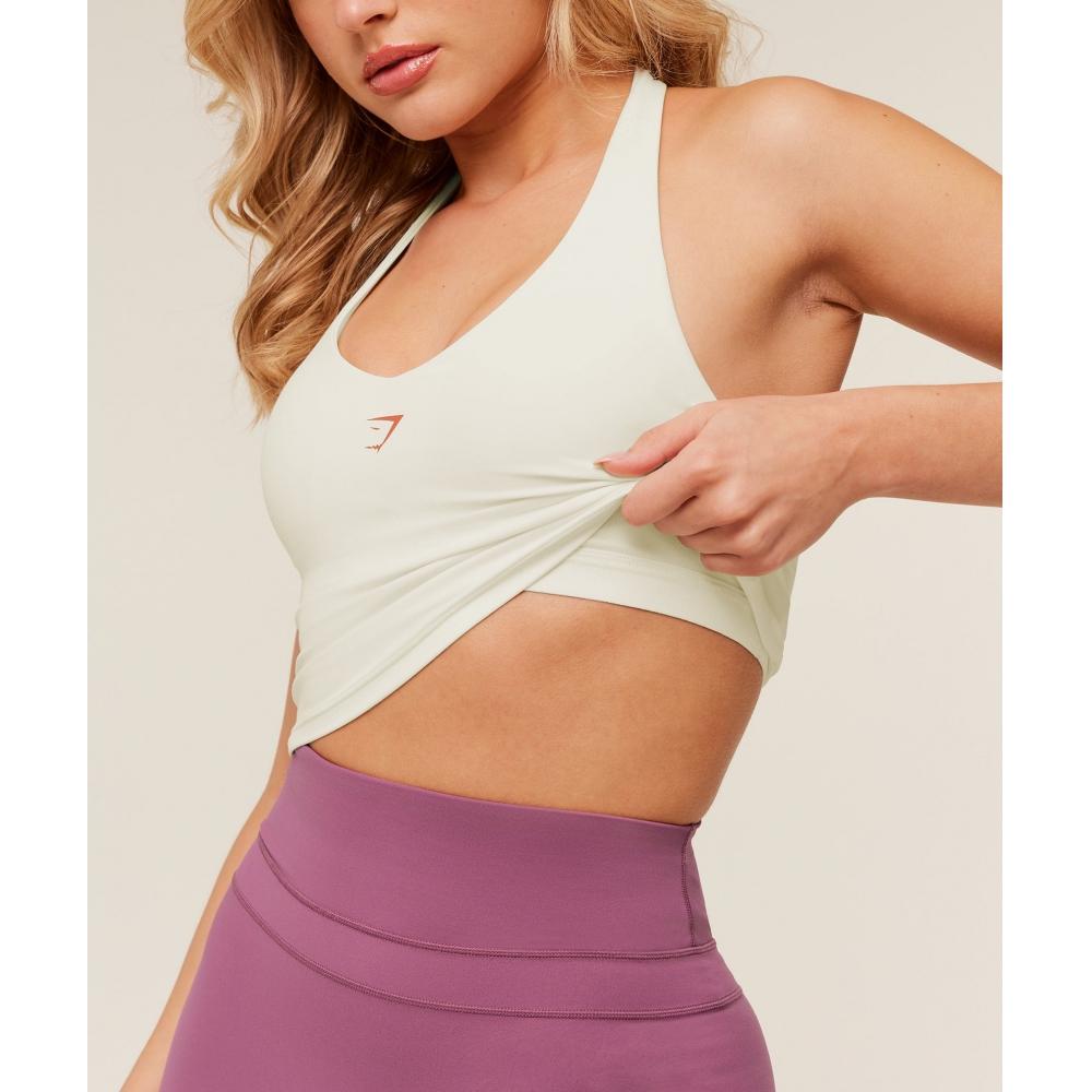Gymshark Halter Neck Cami With Shelf Soft White B8a5t Wcmy