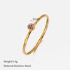 European and American fashion single colored diamond titanium steel ring female simple popular niche design plain ring stainless steel ring