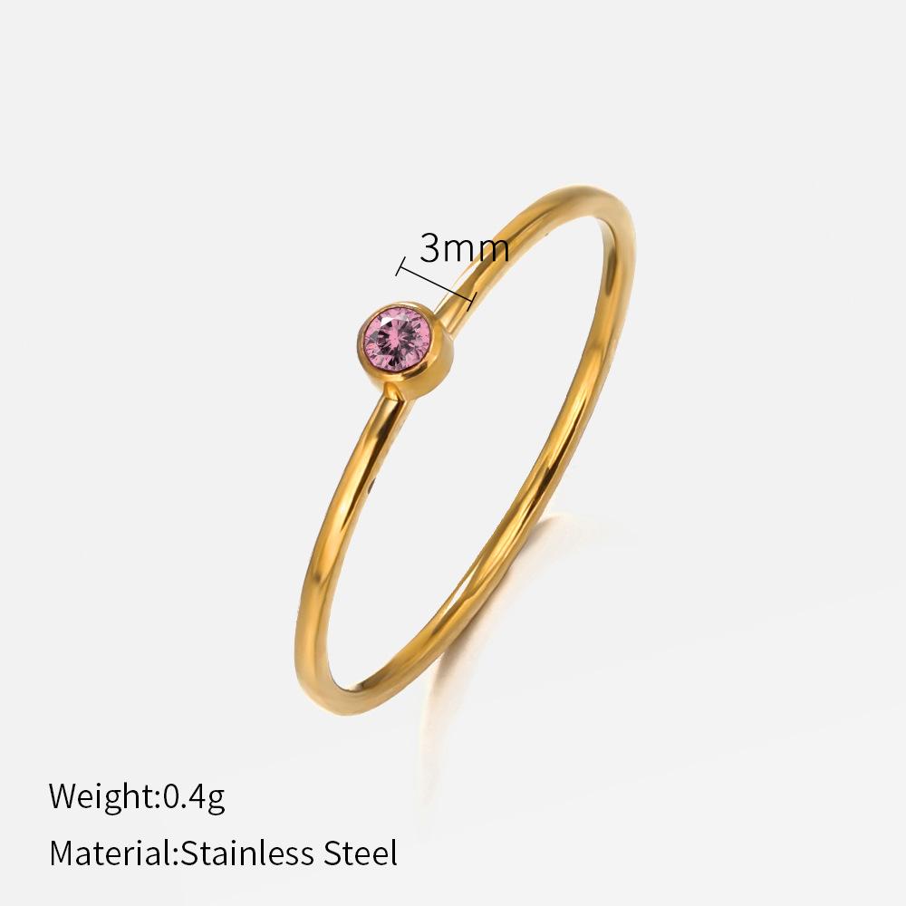 European and American fashion single colored diamond titanium steel ring female simple popular niche design plain ring stainless steel ring