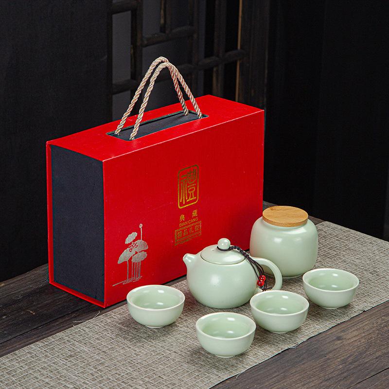 Portable ceramic Xishi pot travel kung fu tea set real estate souvenir