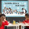 70PCS Winter Penguin Snowflakes Cutouts Kit DIY Photo Sliding INTO A New Year Bulletin Board Set for School Holidays Classroom Decor