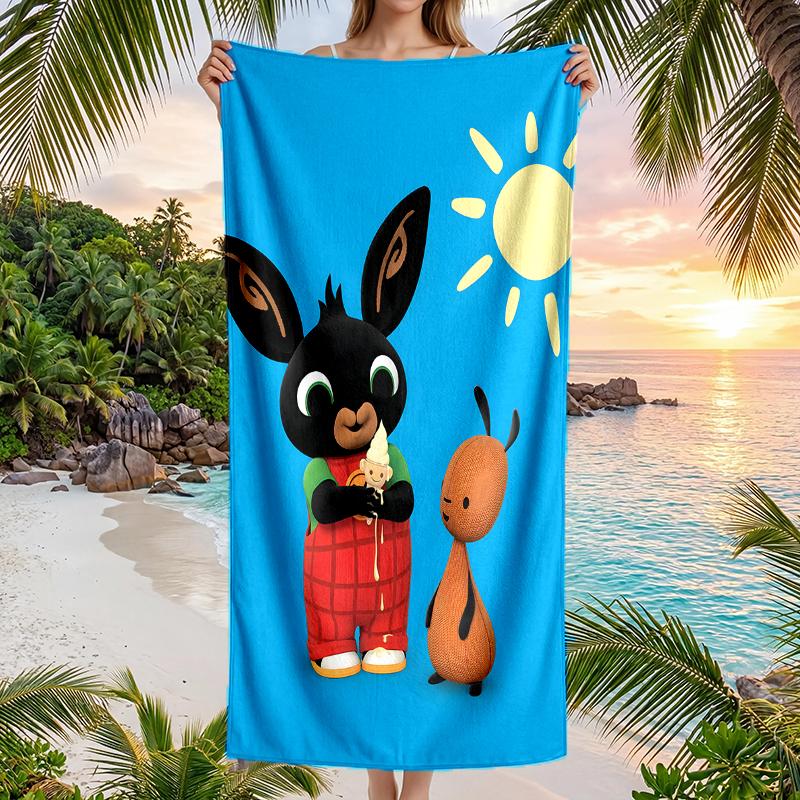Bunny Fashion Beach Towel: Ideal for Summer Adventures Soft, Absorbent and Quick Drying Suitable for Swimming and Bathing