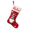 Knitted Christmas Stocking with Embroidered Text, Kids Candy Gift Bag, Holiday Hanging Decoration