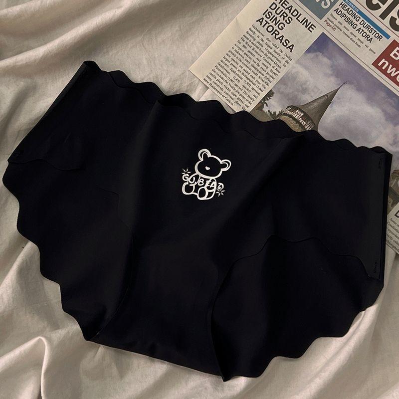 

Женское тонкое волнистое бесшовное нижнее белье из ледяного шелка, дышащее, быстросохнущее, с напечатанным узором, из чистого хлопка, с промежностью, женское нижнее белье, трусы XL чёрный