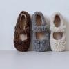 2025 autumn and winter fluffy shoes, warm and velvet cotton shoes, non-slip fairy wind Mary Jane shoes, soft-soled Doudou shoes